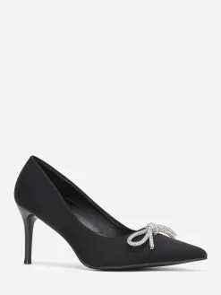 Sale La Modeuse Escarpins pointus avec n艙ud en strass Noir