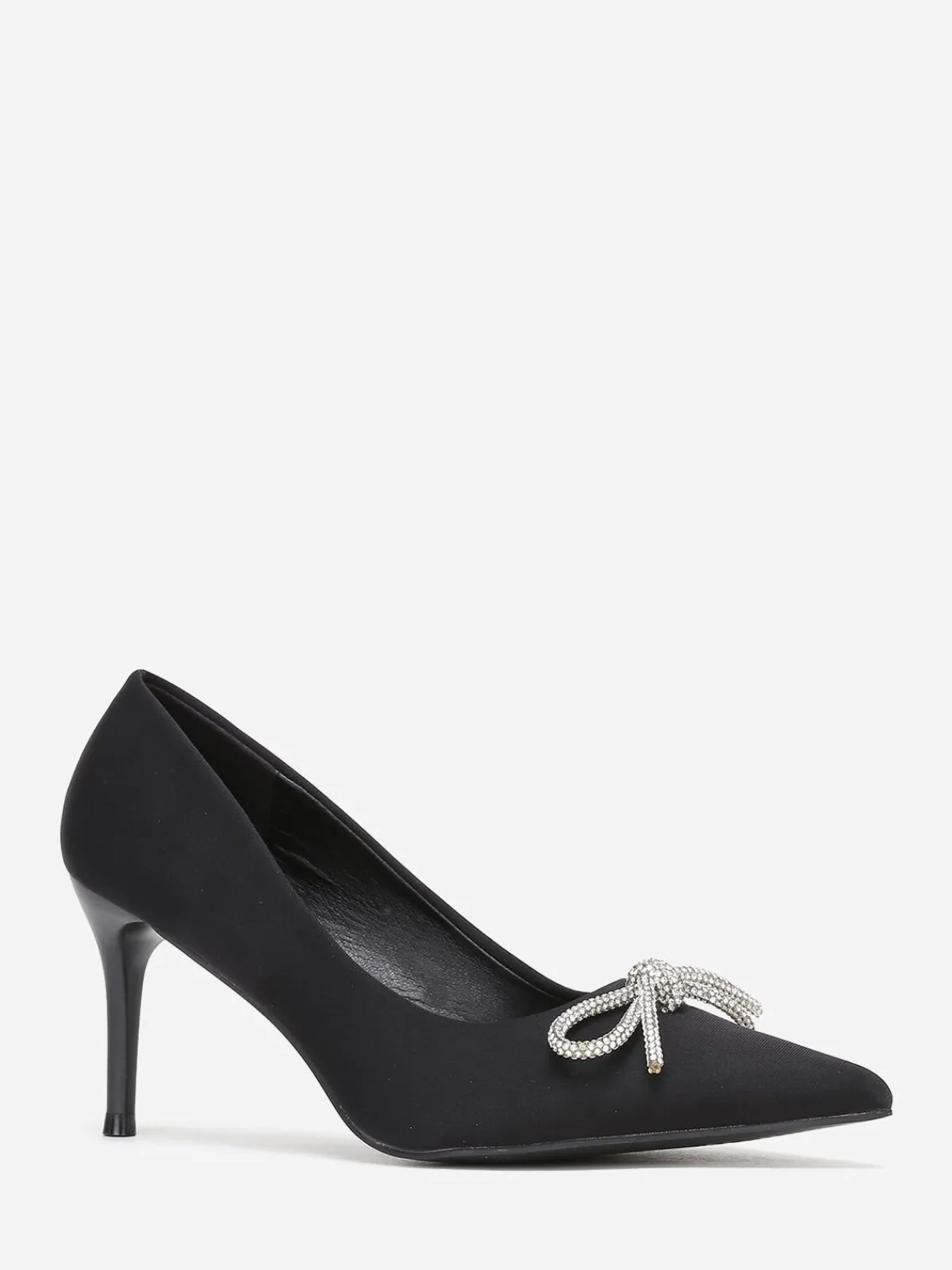 Sale La Modeuse Escarpins pointus avec n艙ud en strass Noir
