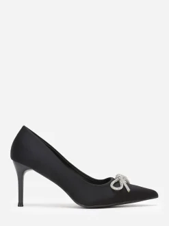 Sale La Modeuse Escarpins pointus avec n艙ud en strass Noir