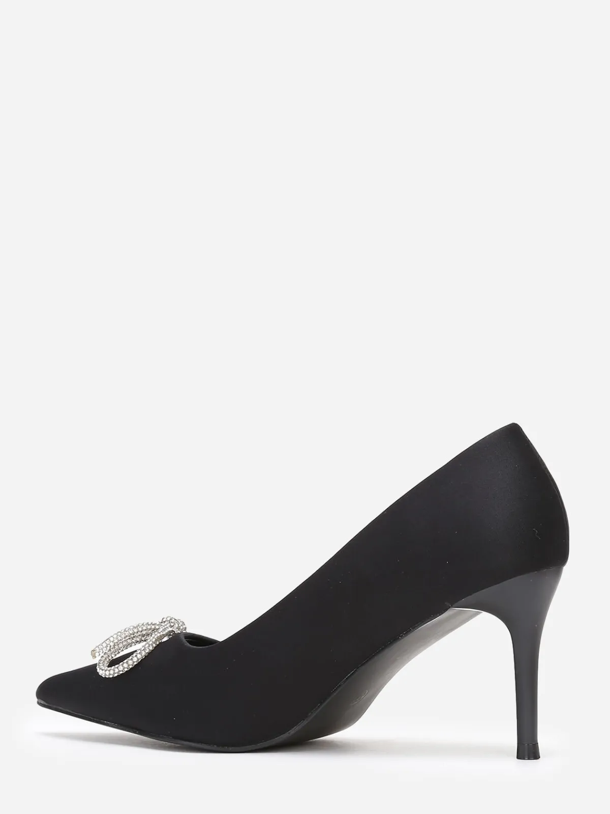 Sale La Modeuse Escarpins pointus avec n艙ud en strass Noir