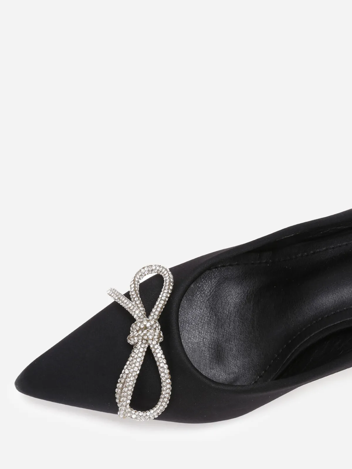 Sale La Modeuse Escarpins pointus avec n艙ud en strass Noir