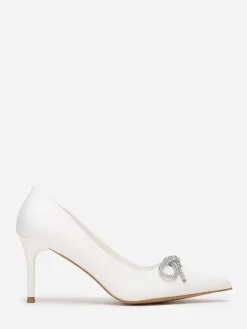 Best La Modeuse Escarpins pointus avec n艙ud en strass Blanc