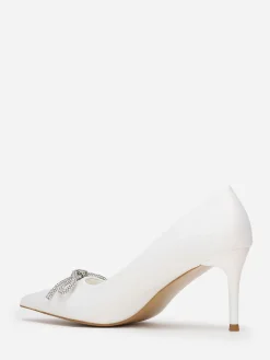 Best La Modeuse Escarpins pointus avec n艙ud en strass Blanc
