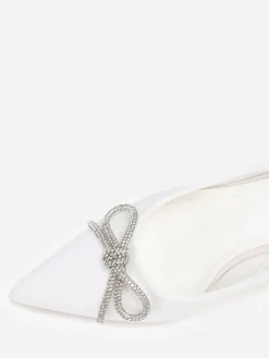 Best La Modeuse Escarpins pointus avec n艙ud en strass Blanc