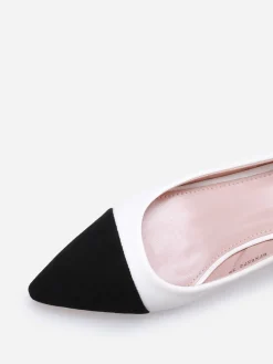 Discount La Modeuse Escarpins pointus bi-matières Blanc