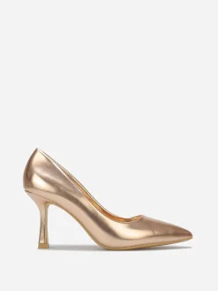 Outlet La Modeuse Escarpins pointus en simili métallisé Dorérose