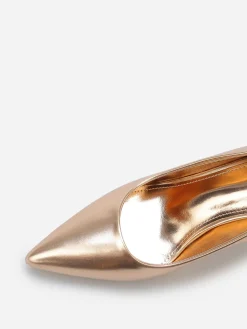 Outlet La Modeuse Escarpins pointus en simili métallisé Dorérose