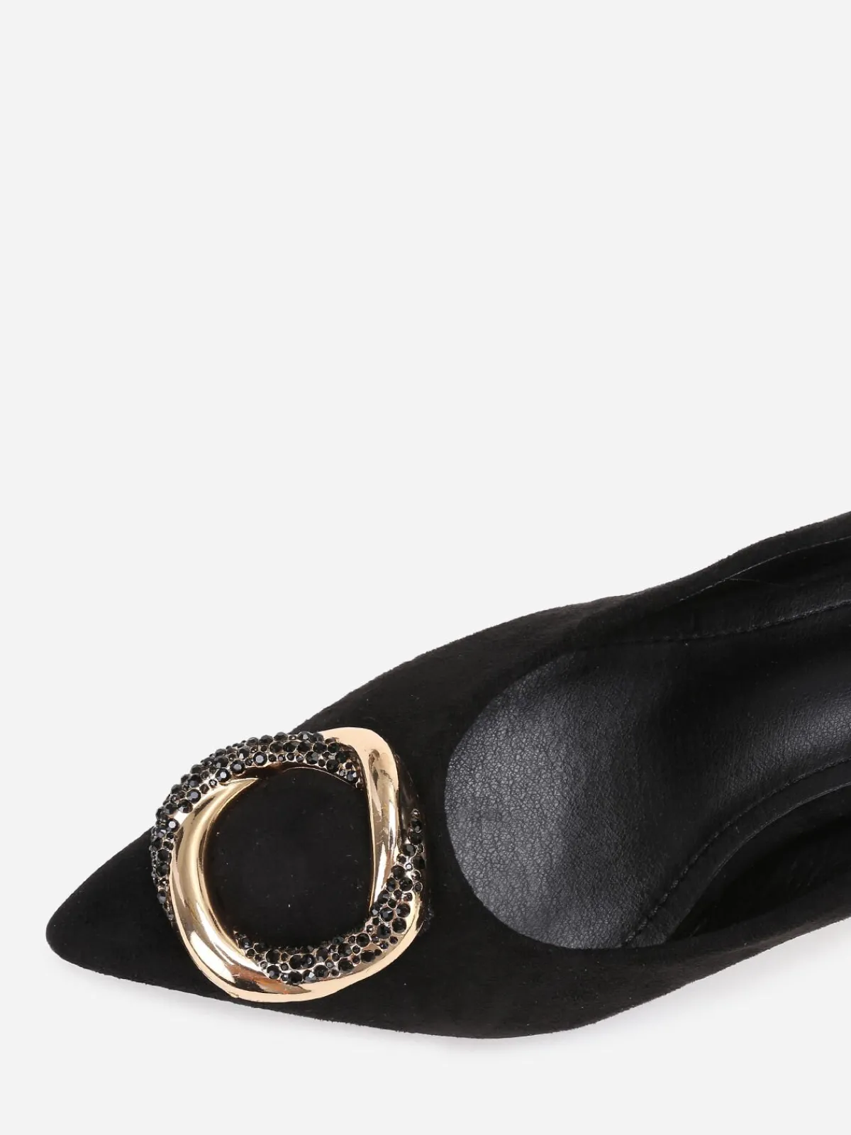 Clearance La Modeuse Escarpins pointus en suédine à bijou Noir