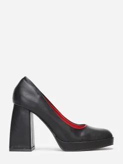 Online La Modeuse Escarpins rétro à talon large Noir