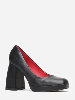 Online La Modeuse Escarpins rétro à talon large Noir