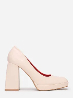 La Modeuse Escarpins rétro à talon large Beige