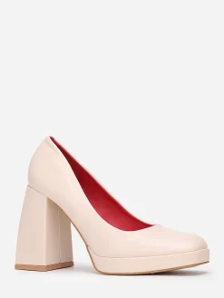 La Modeuse Escarpins rétro à talon large Beige