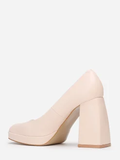 La Modeuse Escarpins rétro à talon large Beige