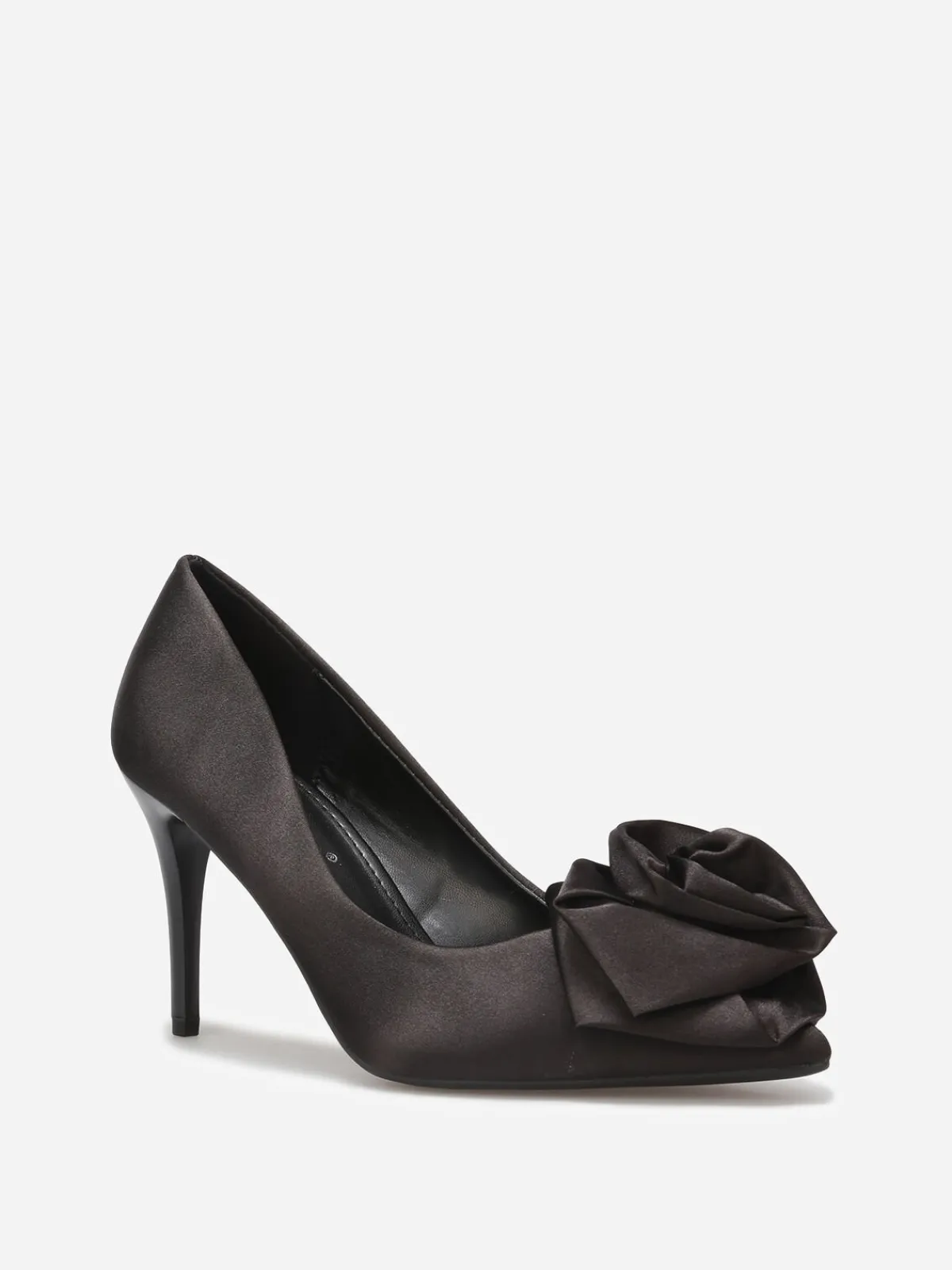 Clearance La Modeuse Escarpins satinés à fleur Noir