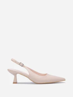 New La Modeuse Escarpins slingback à boucle en strass Beige