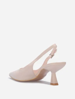 New La Modeuse Escarpins slingback à boucle en strass Beige