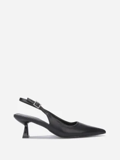 Outlet La Modeuse Escarpins slingback à boucle en strass Noir