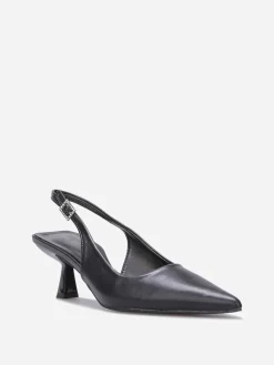 Outlet La Modeuse Escarpins slingback à boucle en strass Noir