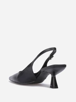 Outlet La Modeuse Escarpins slingback à boucle en strass Noir