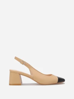New La Modeuse Escarpins slingback à bout carré Beige