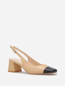 New La Modeuse Escarpins slingback à bout carré Beige