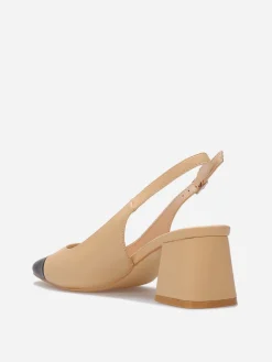 New La Modeuse Escarpins slingback à bout carré Beige