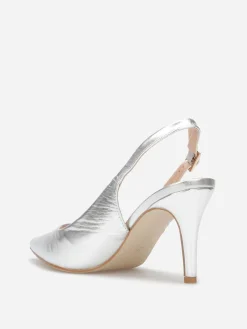 Hot La Modeuse Escarpins slingback à bout pointu Argenté