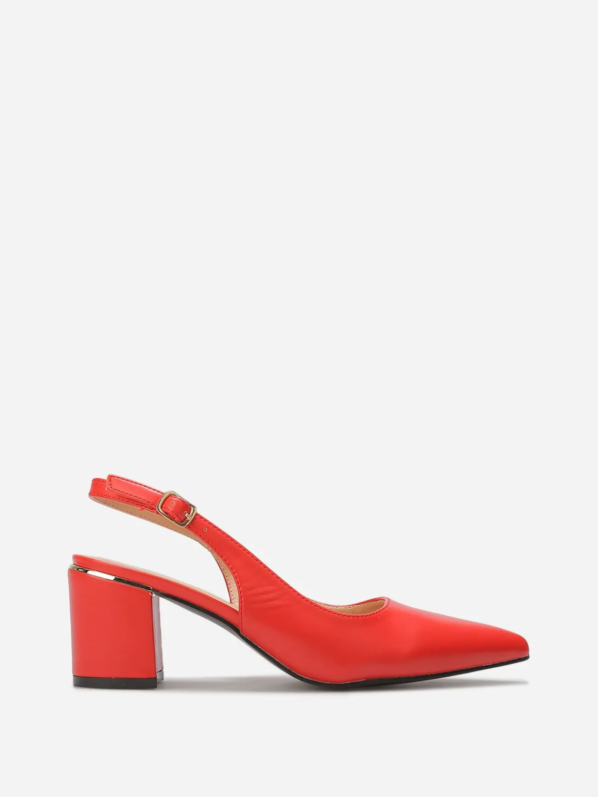 Online La Modeuse Escarpins slingback à détail doré Rouge