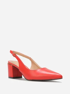 Online La Modeuse Escarpins slingback à détail doré Rouge