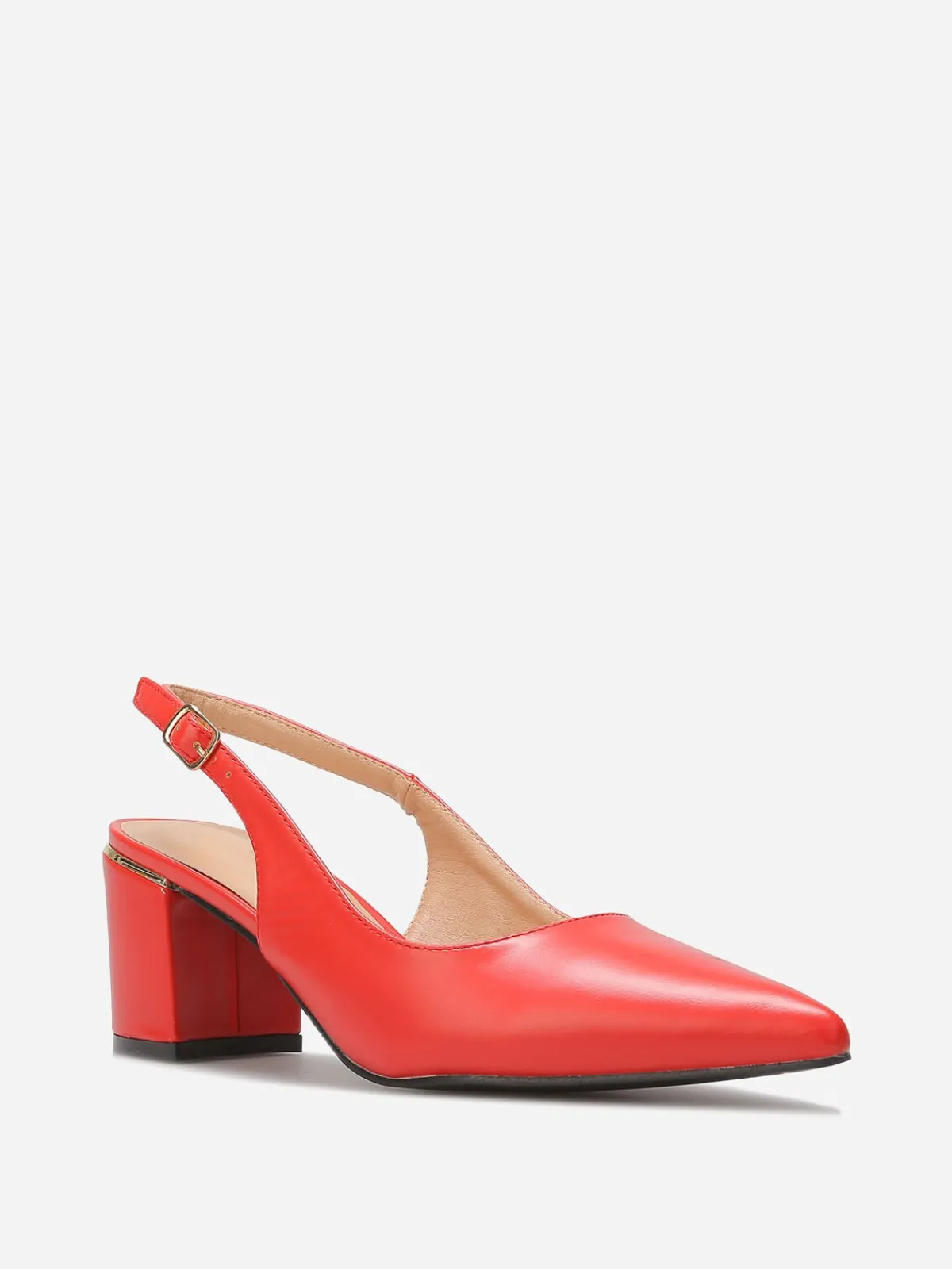 Online La Modeuse Escarpins slingback à détail doré Rouge