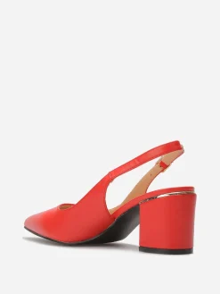 Online La Modeuse Escarpins slingback à détail doré Rouge