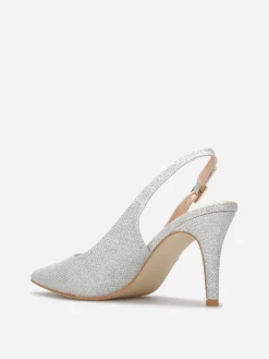 Best La Modeuse Escarpins slingback à paillettes Argenté