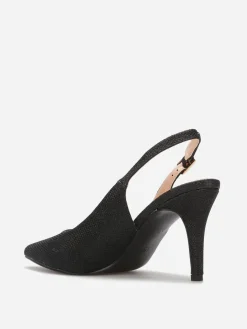 Hot La Modeuse Escarpins slingback à paillettes Noir