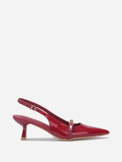 New La Modeuse Escarpins slingback à petit talon Bordeaux