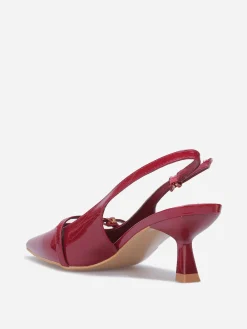 New La Modeuse Escarpins slingback à petit talon Bordeaux