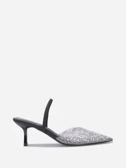 Online La Modeuse Escarpins slingback à strass et perles Noir
