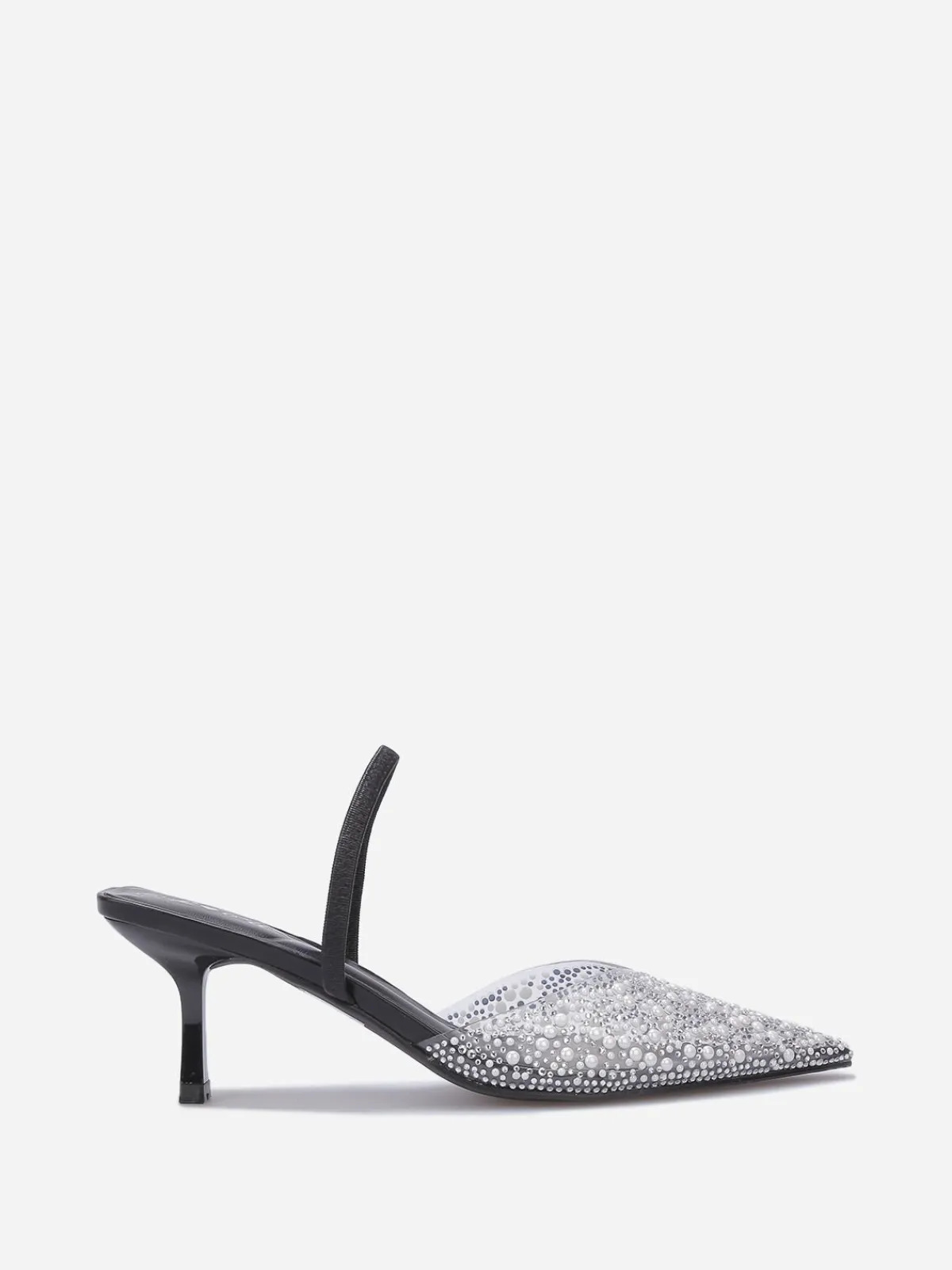 Online La Modeuse Escarpins slingback à strass et perles Noir