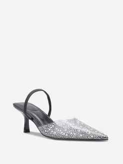 Online La Modeuse Escarpins slingback à strass et perles Noir