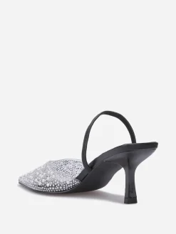 Online La Modeuse Escarpins slingback à strass et perles Noir