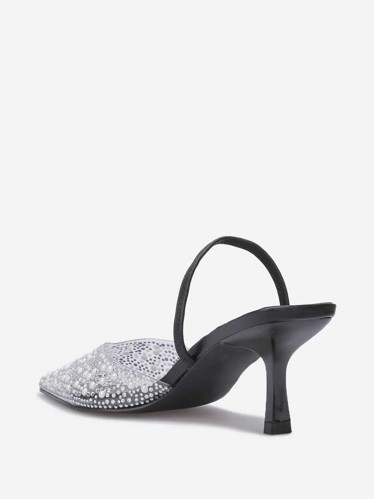 Online La Modeuse Escarpins slingback à strass et perles Noir