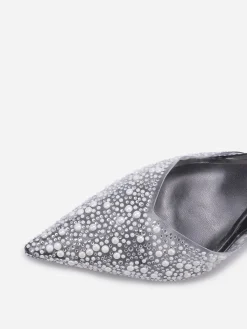Online La Modeuse Escarpins slingback à strass et perles Noir