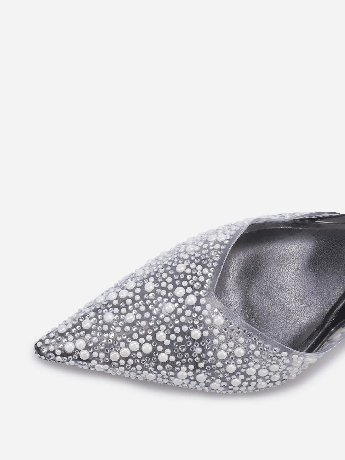 Online La Modeuse Escarpins slingback à strass et perles Noir