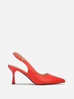 La Modeuse Escarpins slingback à talon bobine Rouge