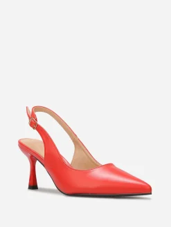 La Modeuse Escarpins slingback à talon bobine Rouge