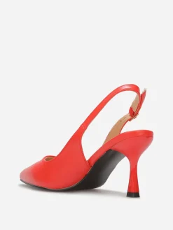 La Modeuse Escarpins slingback à talon bobine Rouge