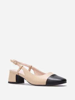 Outlet La Modeuse Escarpins slingback bicolores Beige