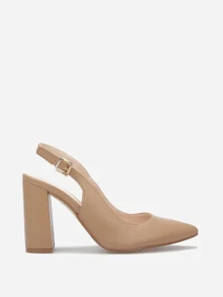 Online La Modeuse Escarpins Slingback bout pointu Taupe