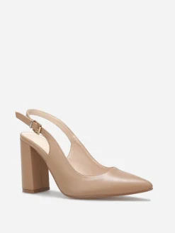 Online La Modeuse Escarpins Slingback bout pointu Taupe
