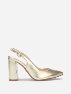 Best La Modeuse Escarpins Slingback bout pointu Doré