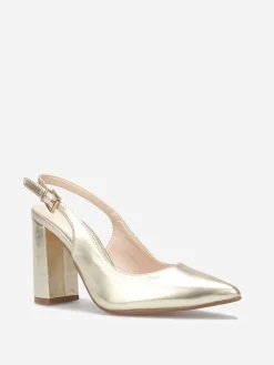 Best La Modeuse Escarpins Slingback bout pointu Doré
